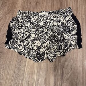 Aeropostale Soft Black & White Floral Shorts With Elastic Waist